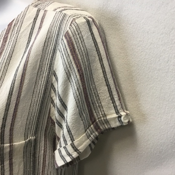 Cloth & Stone Striped Linen Blend Button Back Shirt Dress. - Picture 6 of 12